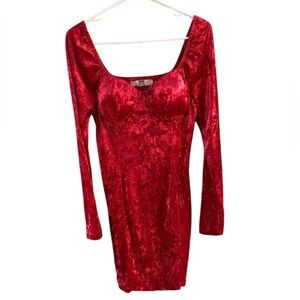 Steve Madden Red Bodycon Long Sleeve Sweetheart Neckline Dress size Medium